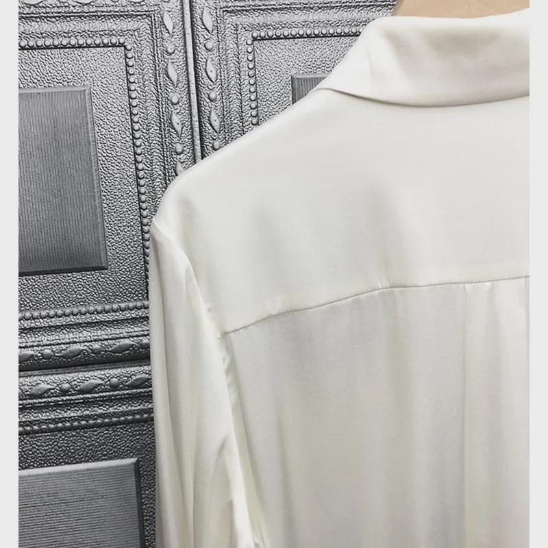 Silk Satin White Shirt: Elegant Foreign Design, Spring 2025 Women's Fashion
