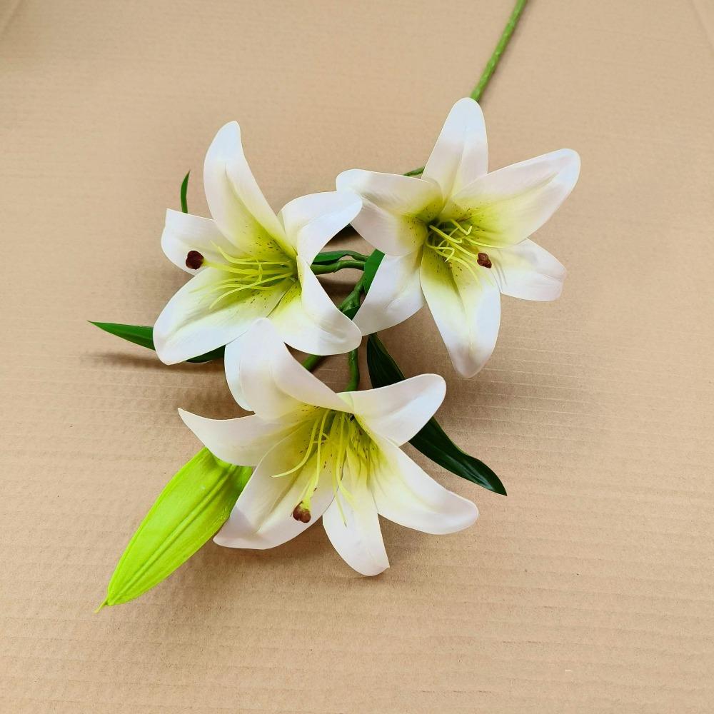 1 Bundle with 3pcs Flowers and 1pc Bud Artificial Lily Flower 70cm 7 Colors Simulation Flowers Lily Living Room Decoration
