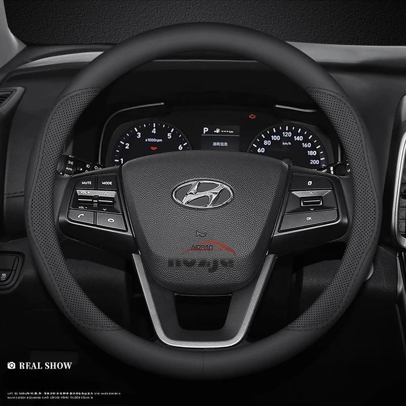 Auto Lederlenkradabdeckung für Hyundai i20 i30 Elantra KONA N Line 2013 - 2019 2020 2021 2022 2023 2024 2025 Zubehör