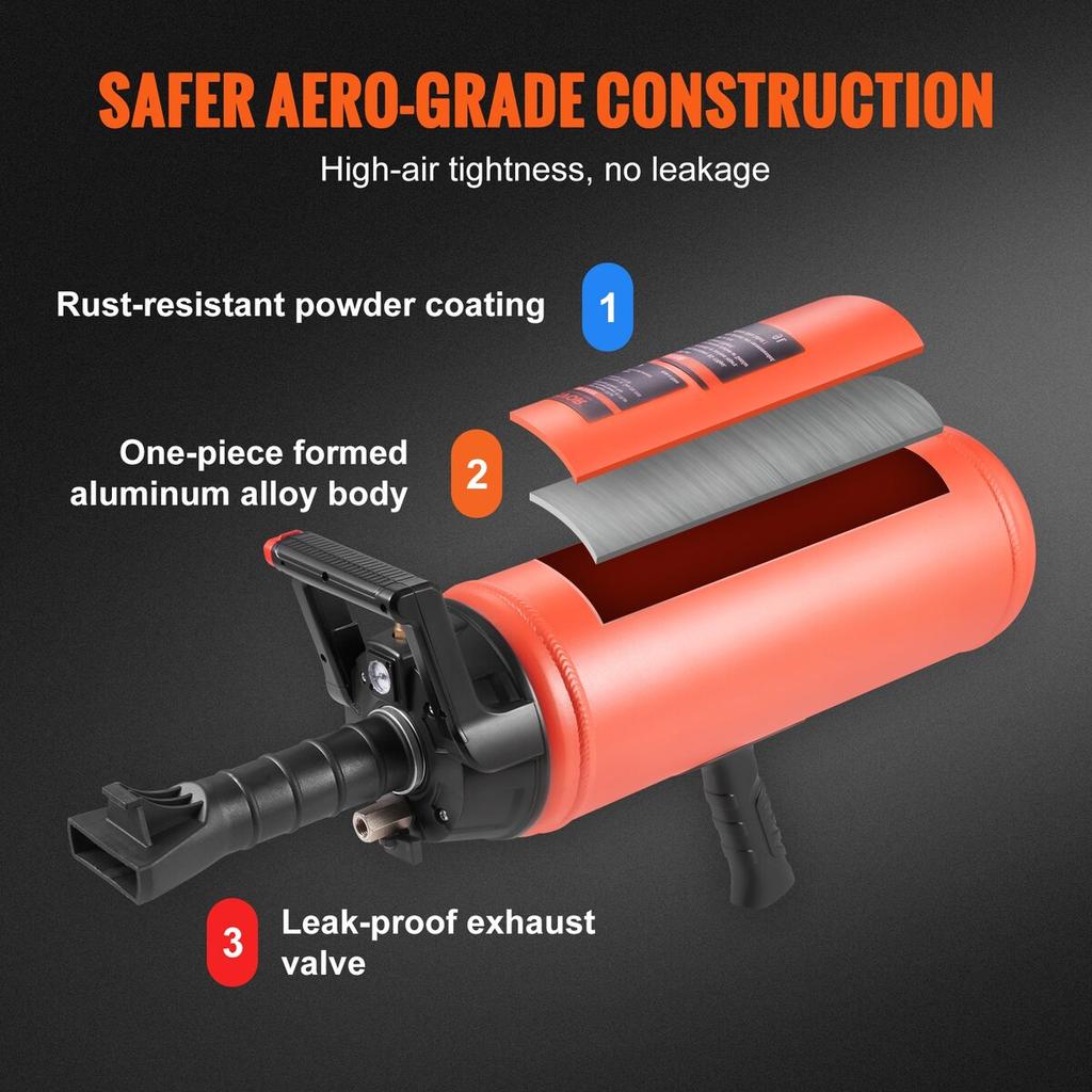 Tire Bead Blaster, 150 PSI, Handheld 2.4 Gal/9 L Air Bead Seater, Portable Inflation Tool, 87-116 PSI for Trucks, ATVs, Cars, and Tractor Tire Repairs