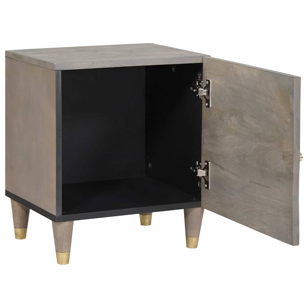 Nightstand with Door 2 pcs. Grey 40 x 33 x 46 cm Solid Mango Wood