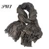Unisex Long Scarf Women Solid Color Pleated Retro Autumn Warm Winter Soft Vintage Inspired