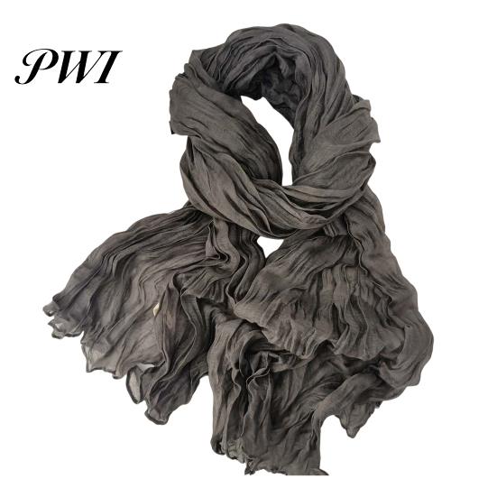 Unisex Long Scarf Women Solid Color Pleated Retro Autumn Warm Winter Soft Vintage Inspired