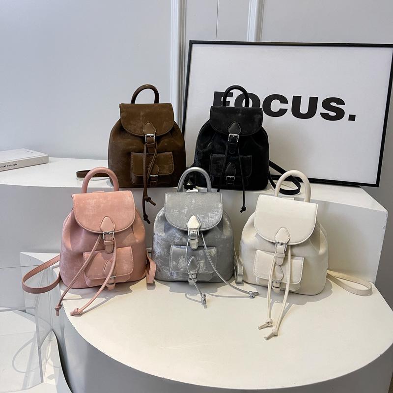 Fashion bag women's new simple retro college style backpack casual texture portable small backpack