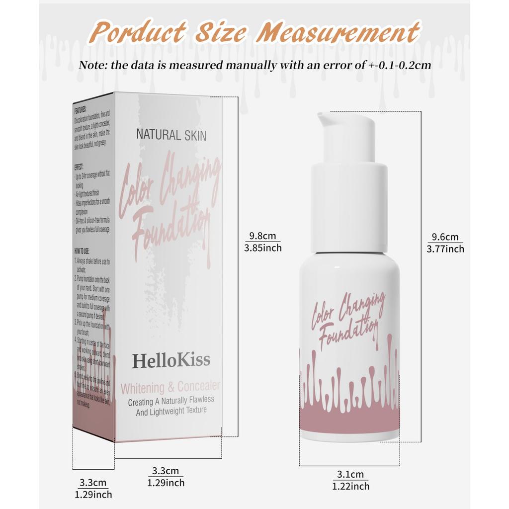 Grenzüberschreitender Concealer, der nicht abfärbt, und Farbwechselnde Foundation, Klare und geschmeidige, warmtonverändernde Hautton-BB-Cream-Foundation