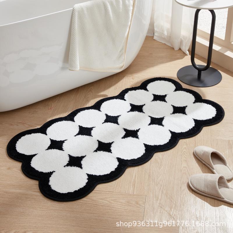 Minimalist Non-Slip Flocked Bedroom Carpet Mat 50x80 cm