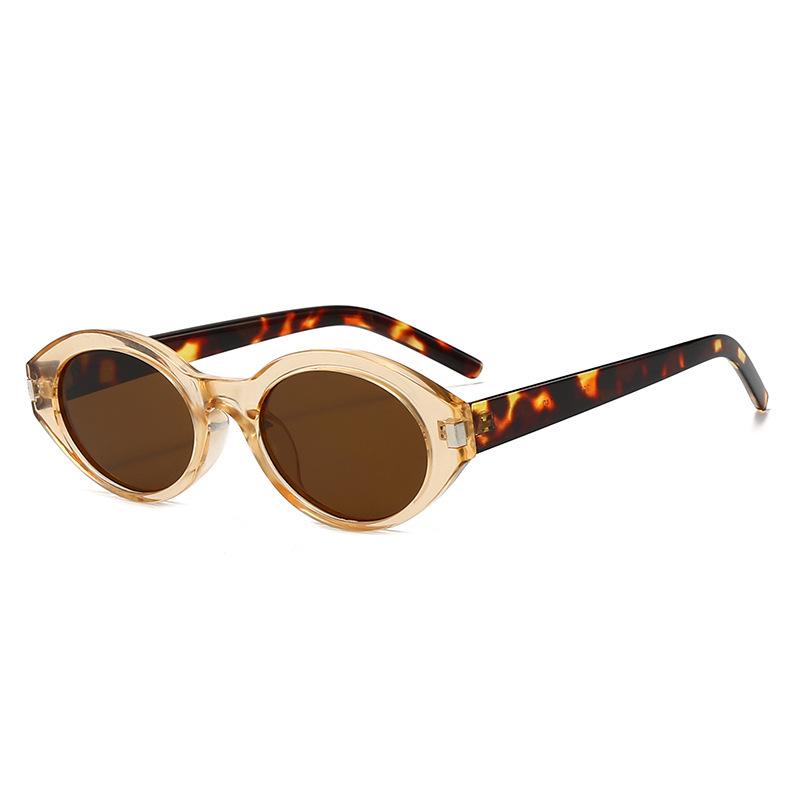 Retro Cat-Eye Tortoiseshell Women's Sunglasses – Fashionable Oval Small Frame with European and American High-End Style.