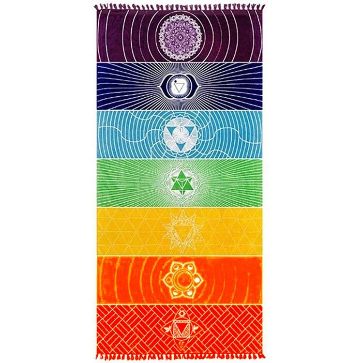 Hot Sale Tassel Striped Floor Mat Yoga Rug Towels Meditation Rainbow Chakra Tapestry 150x75 cm