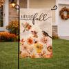 Hello Fall Garden Ag Autumn Birds Owers Burlap 12x18 Inches NEW OOV IIC