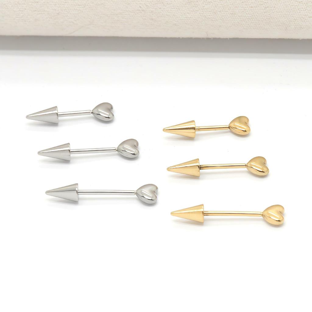 New European & American Unisex Stainless Steel Heart Cone Stud Earrings