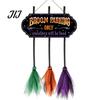 Reusable Farmhouse Entrance Signs Halloween Broom Parking Sign with 3 Witch Brooms, Hocus Pocus Themed Wooden Sign, Lightweight Seasonal Hanging Props
