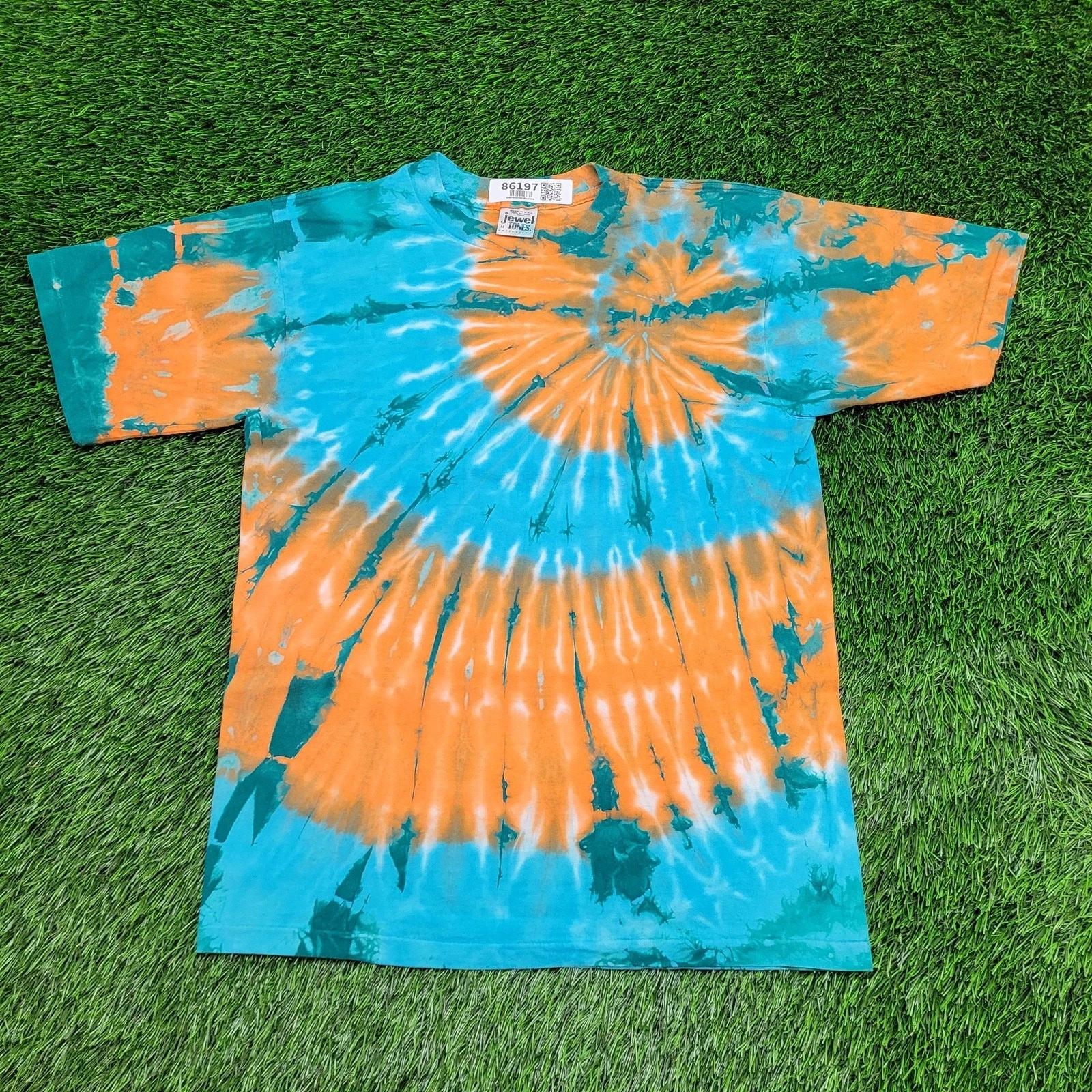 Vintage 90s Spiral Burst Tie-Dye Shirt Medium 19x26 Blue USA M