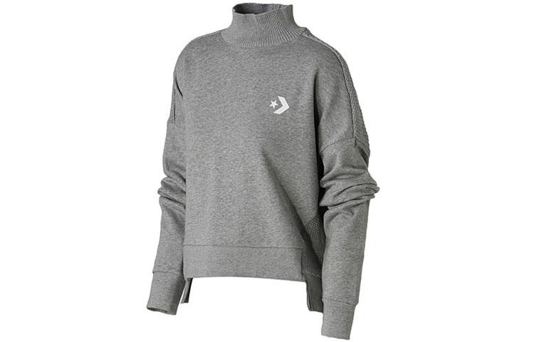 Converse Mock Neck Knitwear Women s Gray Stand Collar Thickened Base Layer 10007185-A02 L