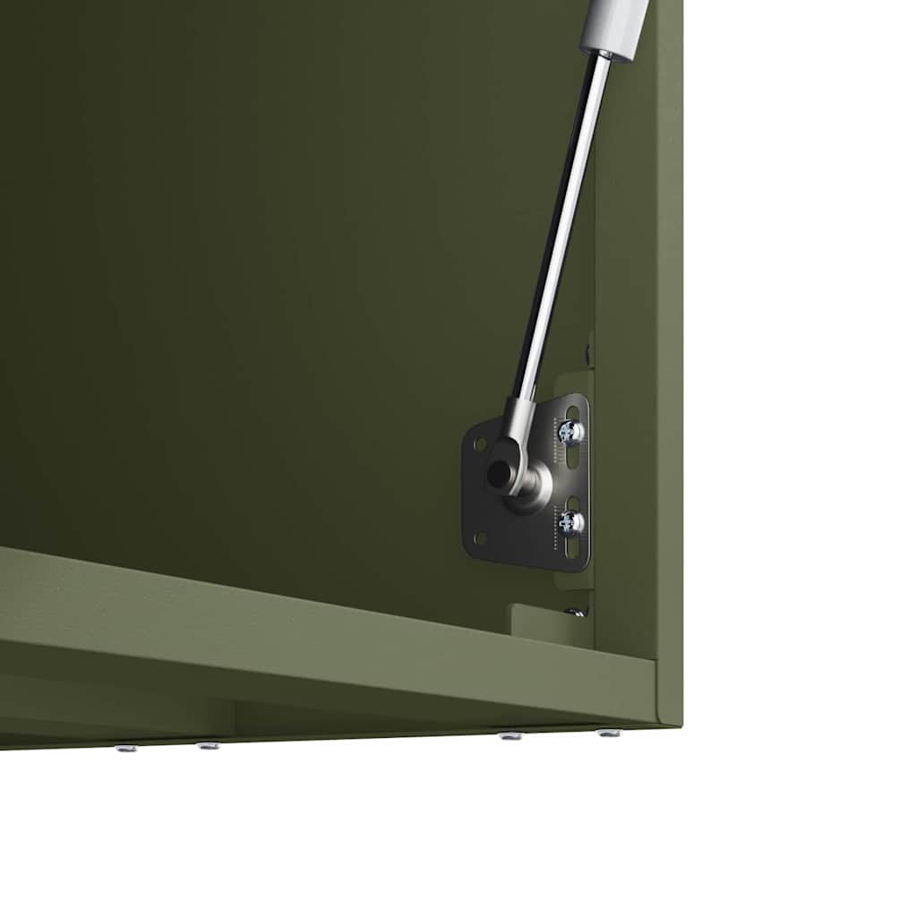 Wall Mounted Garage Cabinet with Gas Spring Door Olive Green