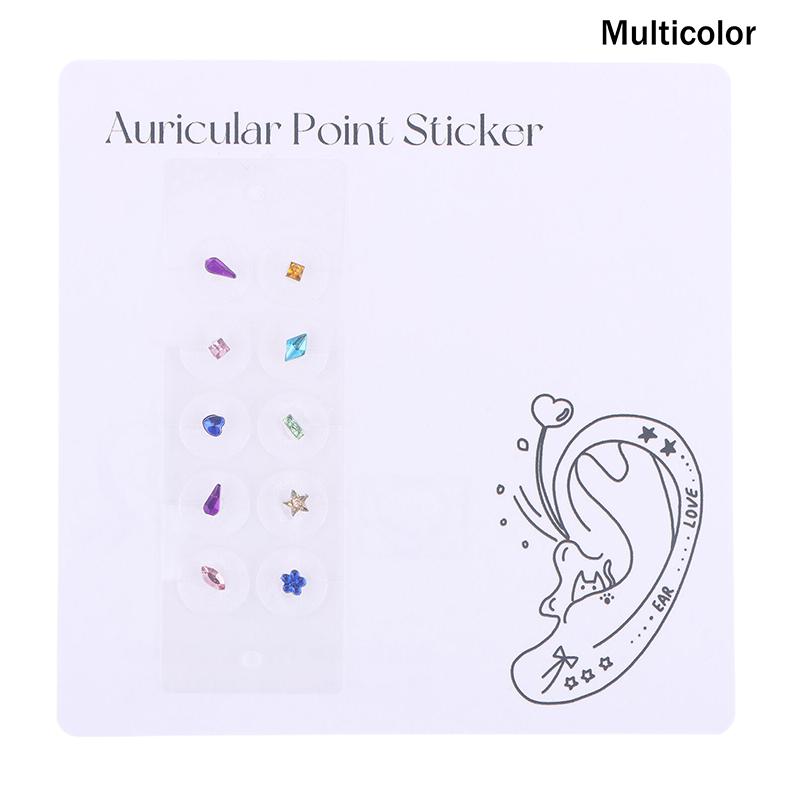 

10 шт. Акупунктурные аурикулярные палочки для надавливания на уши, массаж, модные стразы, инопланетные цветные бриллианты, наклейки на точки ушей