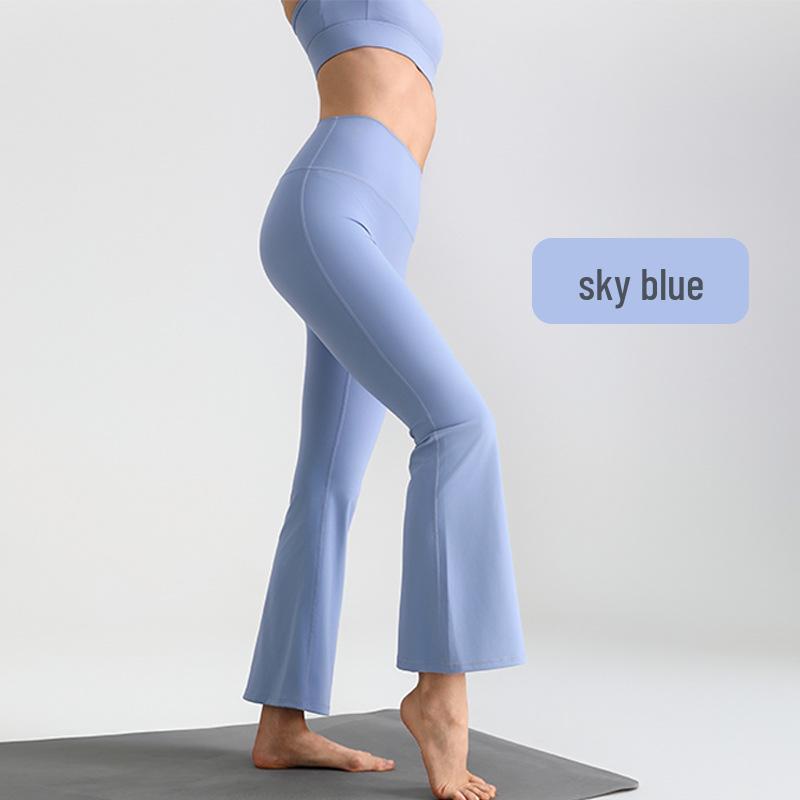 Nude Feel Slim-Fit High Elasticity Petite Micro-Flare Yoga Pants with Optional Logo for Women