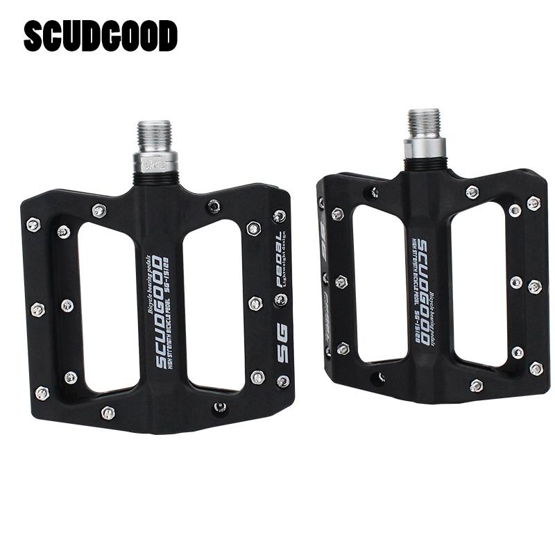 

SCUDGOOD Bicycle Pedals Nylon Fiber Ultra-light Mountain Bike Pedal 4 Colors Big Foot Road Bike Bearing Pedals Cycling Parts чорний