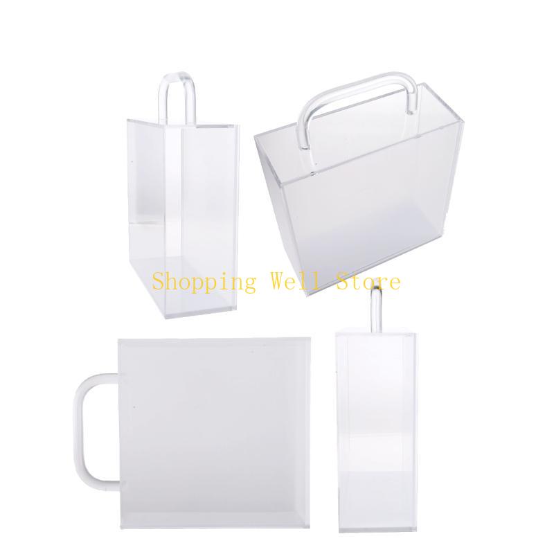 KX4B Acrylic Flowers Bag Packagings Box Transparent Flowers Box With Handle Holiday Gift Bag