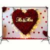 Mr & Mrs Wedding Backdrop with Red Rose Heart Design,Photo Background,Wall Decor,Party Supplies,Anniversary Backdrop,Reusable Wedding Decor