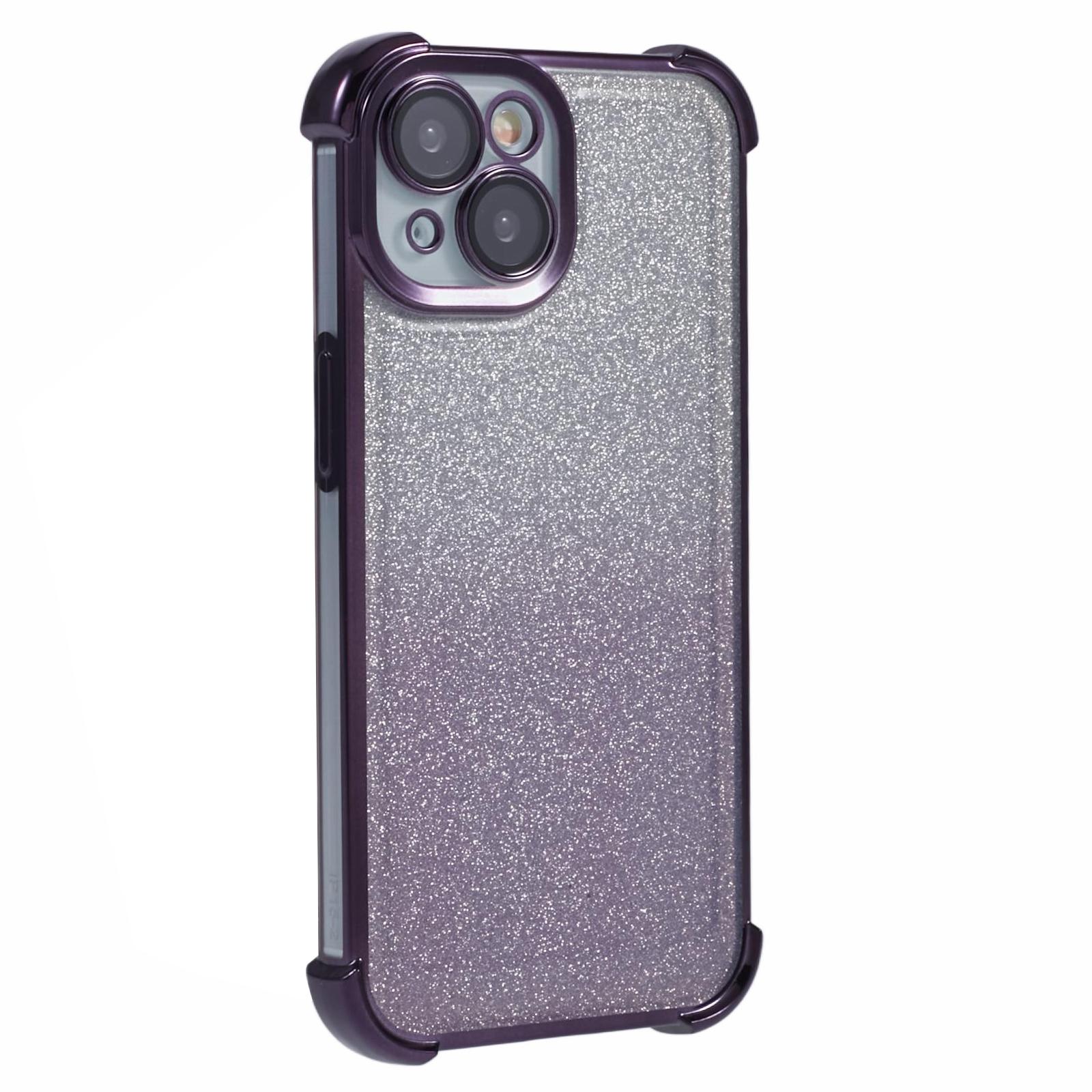 

For iPhone 14 Case Glitter TPU Phone Cover Reinforced Corners Purple