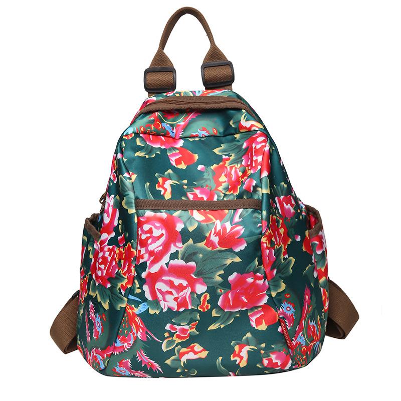 Schoolbag1011 New Northeast Big Flower Backpack Printed Large Capacity Fashion Guochao Cloth Leisure Travel Backpack Bag Ladies