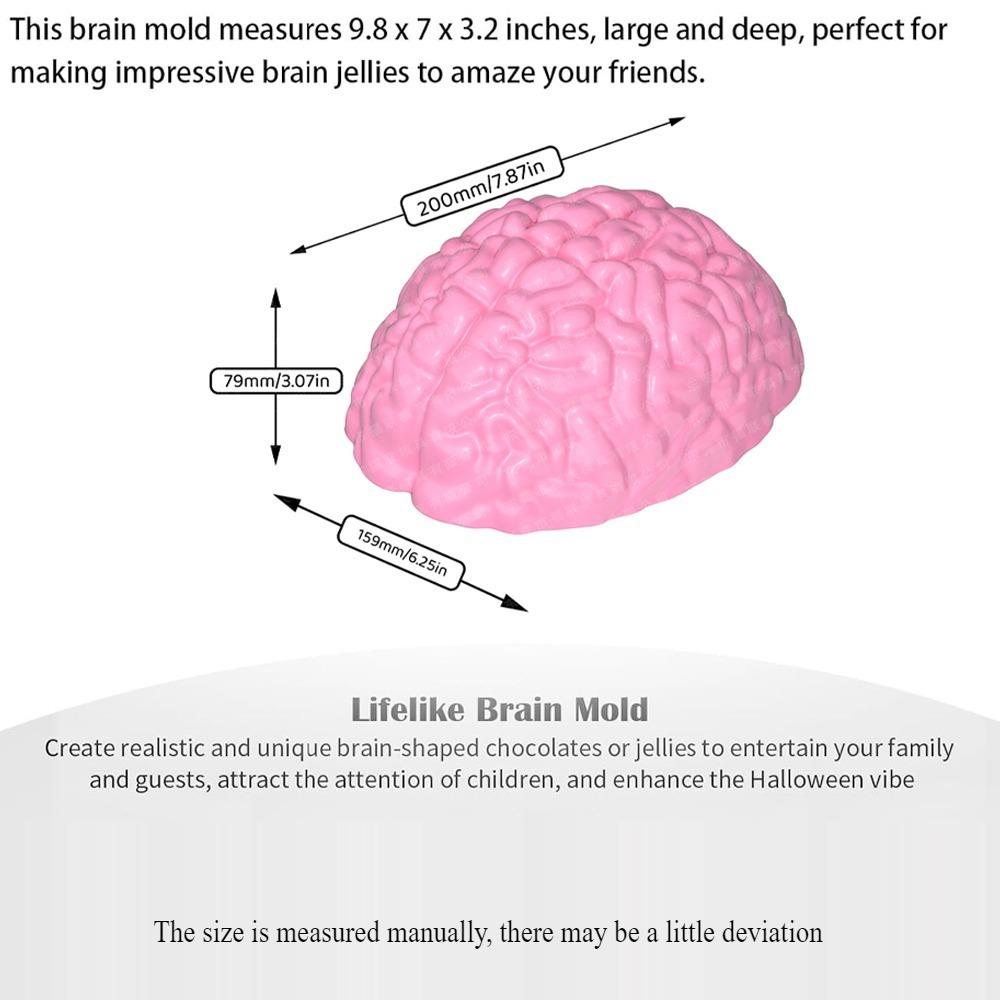 Halloween Silicone Brain Baking Mold Realistic Mold with Support Base Thickened, Suitable for Fondant Chocolate Jelly or Pudding