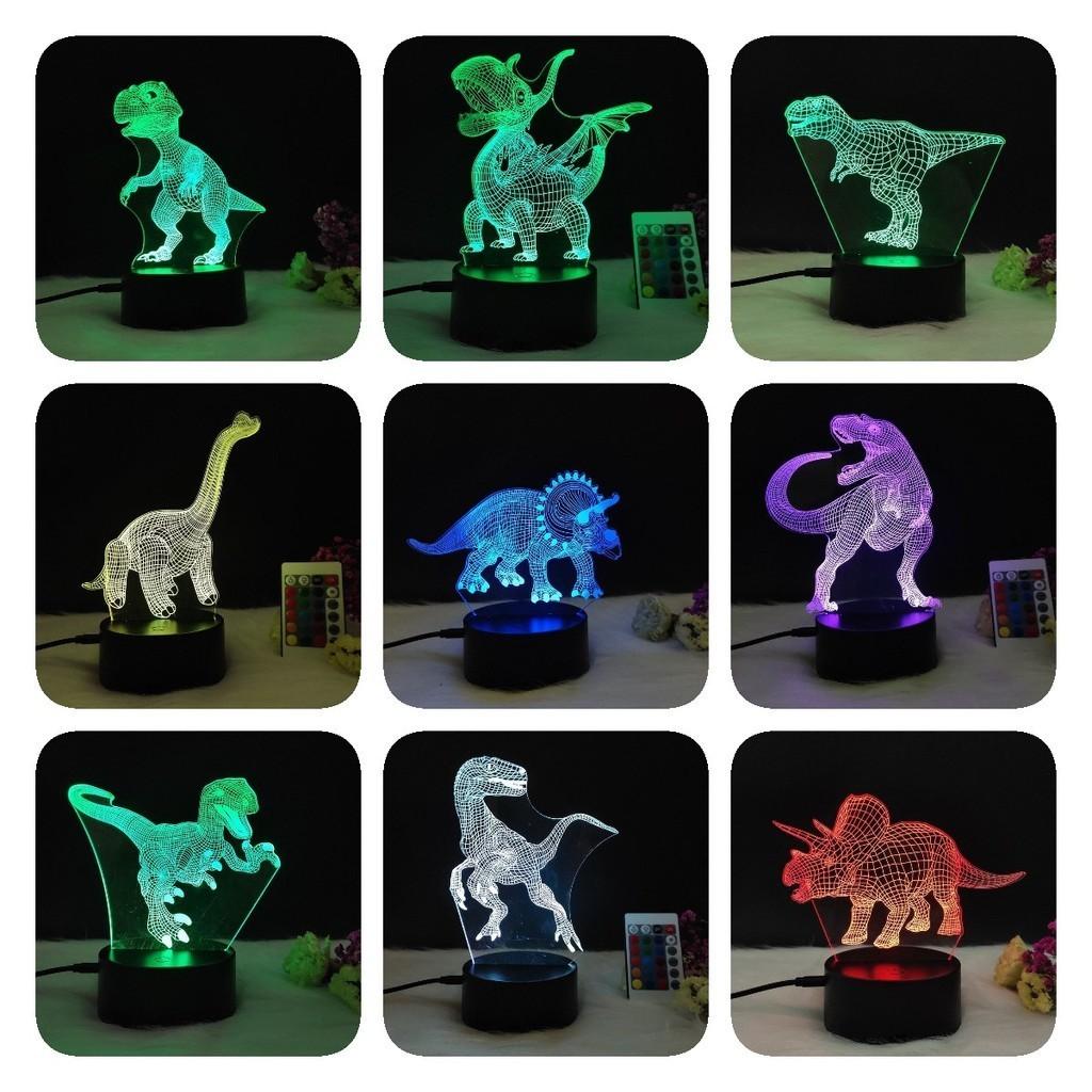 Led 3d Night Light Color Changing Touch Switch Dinosaur Shape Lamp Gift Kids