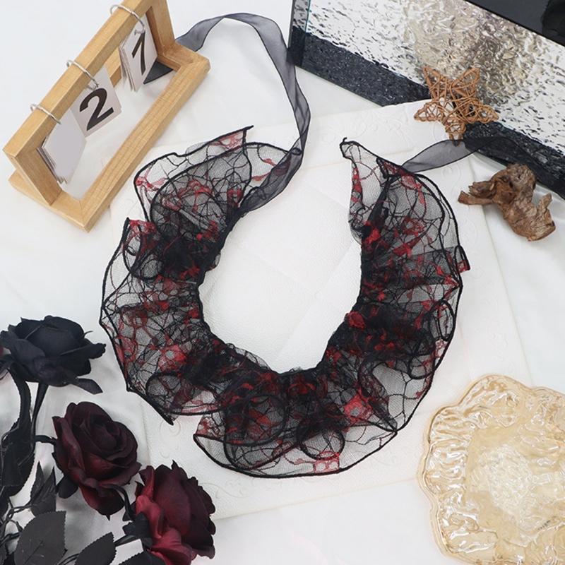 Elegant French Style Detachable Lace Collar With Layered Ruffle Wrist Cuff For Women Daily Outfit And Occasion