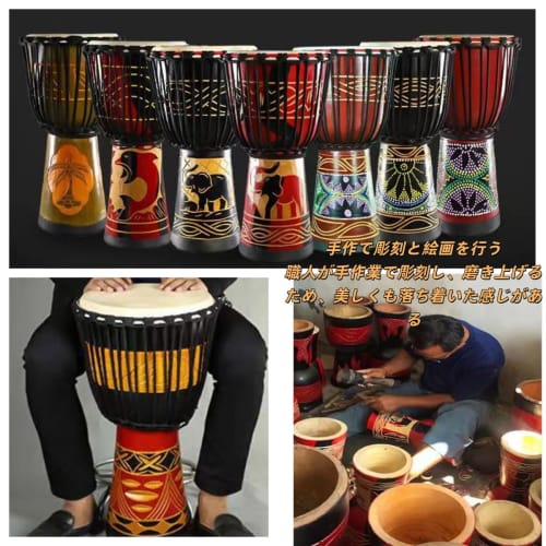 LumoLight Djembe Folk Instrument, Toy Drum, Percussion Drum, 8/10/12 Inch, Sheepskin Material, Durable Hand-Painted Pattern, Bright and Consistent Ton