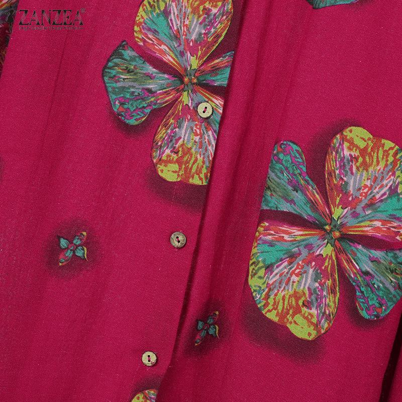 ZANZEA Women Long Sleeve Blouse and Pants Floral Print Two Piece Suit Sets