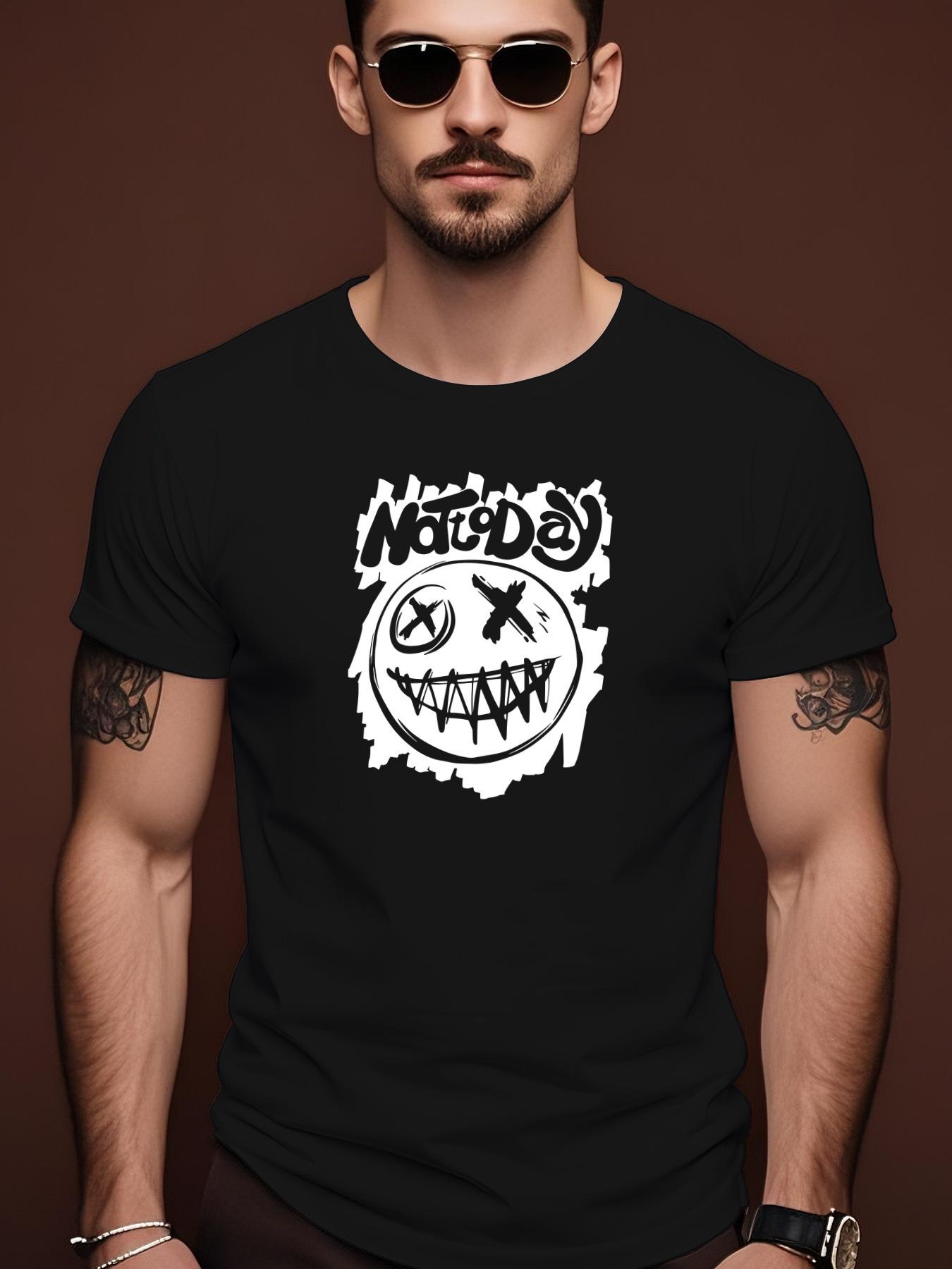 Graphic Tshirt - Dark Grey Streetwear Tee with Round Neck... M