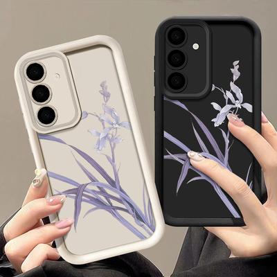 Purple Orchid Floral Pattern Case For Samsung Galaxy A57 A37 A17 A56 A36 A26 A16 5G A55 A35 A15 A54 S21 FE S22 S23 S24 Plus S25 Edge S26 Ultra Cover