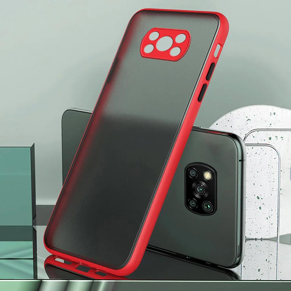 

Матовый противоударный защитный чехол для POCO X3 X4 GT X5 Pro M3 M4 F3 F5 Pro 4G 5G, цветной прозрачный чехол для задней панели с полной защитой For POCO F6 красный