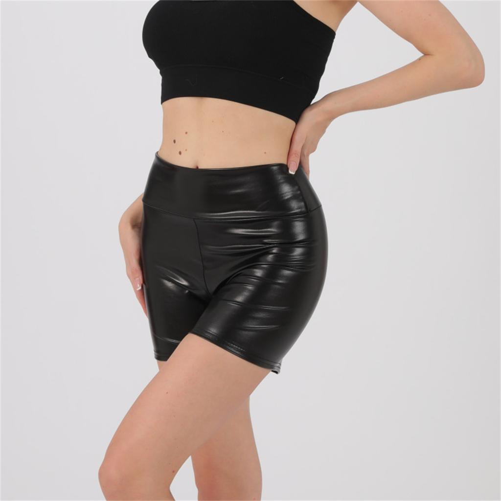Shorts de Yoga Extensibles Taille Haute pour Femmes Aspect Brillant Shorts de Sport Biker pour Tenue de Sport Danse Course à Pied Vélo
