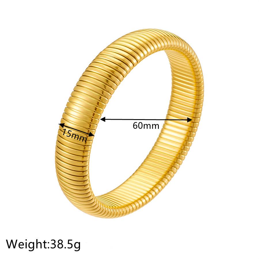 European and American Striped Stainless Steel Bangle: 12/15mm Women's Light Luxury Elastic Bracelet