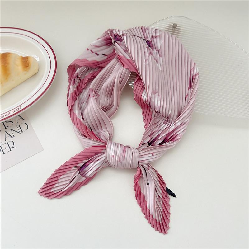 70cm Crumpled Scarf Kerchief Print Square Scarves Women DIY Hair Band Ribbon Headscarf Bandanas Headband Neck Wraps Neckerchief