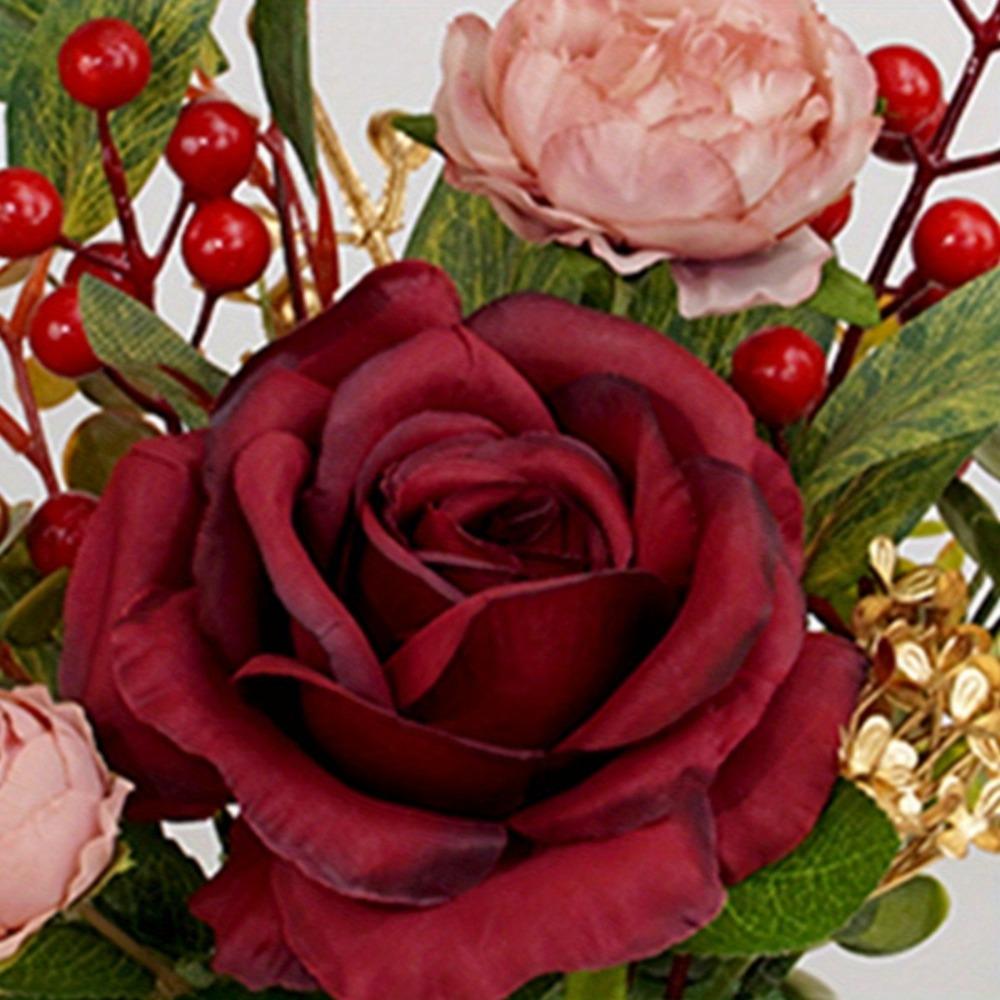 Faux Flowers Artificial Flowers in Vase for Home Decor Fake Flowers Arrangement with Vase for Coffee Table Kitchen Dining Table Centerpiece Decoration