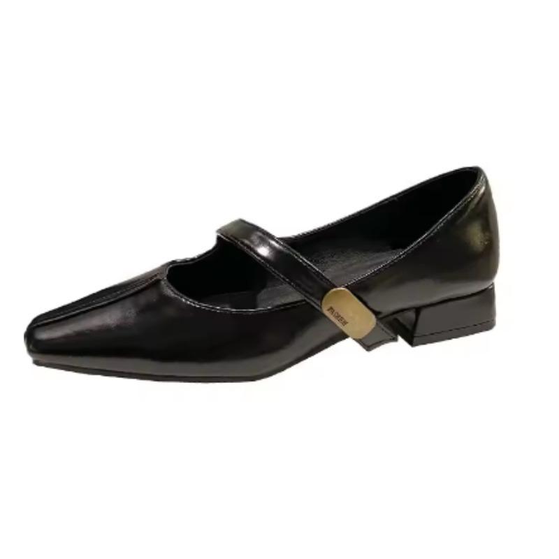 Fashion 2025Stylish Square Head Shallow Sole Women's Spring Autumn New Style French Night Vintage Commuting Low Heel Mary Jane Shoes