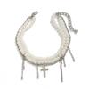 Wind-Set Diamond Cross Pendant Fringed Anklet, Fashionable Imitation Pearl Beaded Jeans Anklet