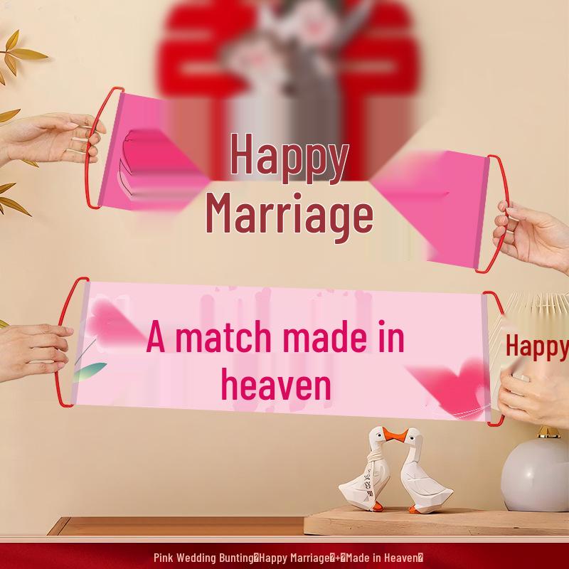 Wedding Hand-Pulled Flag Banner for Bride Door-Blocking Game and Engagement Photo Props