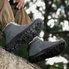 Winter Snow Boots Men Lace-up Anti-slip High Top Keep Warm Plush Ankle Boots Men Flat Soft Breathable Outdoor Hiking Shoes Men