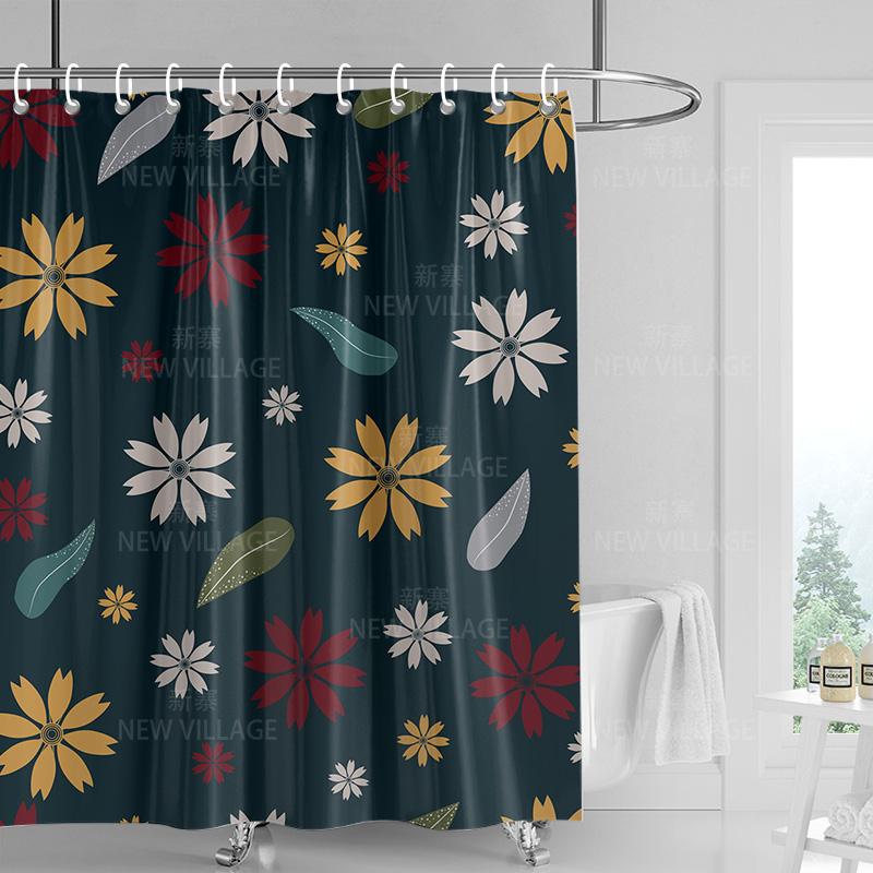 Home shower curtains bathroom Decora waterproof fabric non-slip bathmat water absorption curtain Modern nordic simple plant