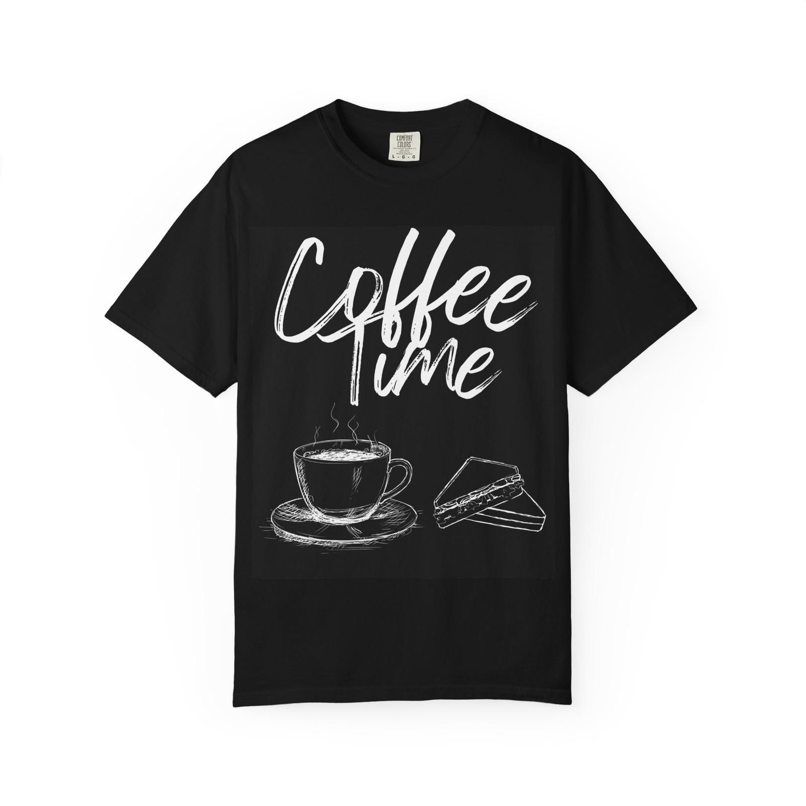Coffee Time T‑Shirt - Comfort Colors — Chalkboard Coffee Cup & Pastry Graphic XL