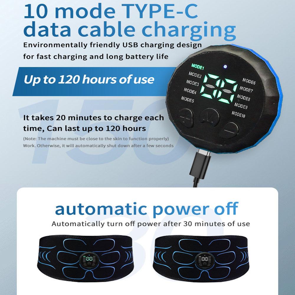 EMS Muscle Stimulator Abs Trainer Smart Abdominal Massage Toning Belt USB Recharge Fitness Massager Body Arm Waist Lose Weight