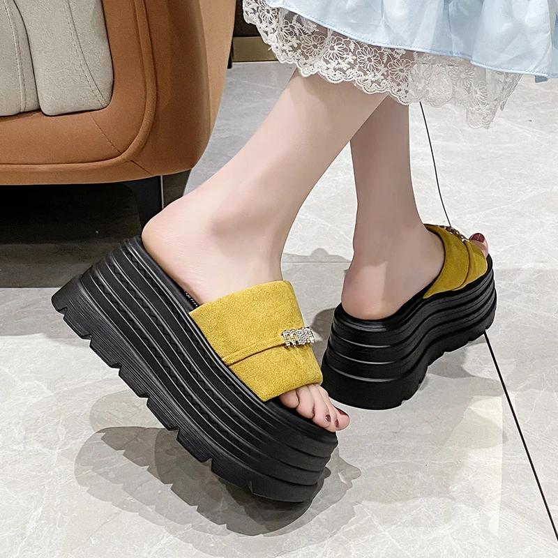 Fashion 8CM Summer Beach Sandals New 2025 Women Wedge Heels Slippers Ladies High Platform Chunky Slides Woman Outdoor Casual Flip Flop