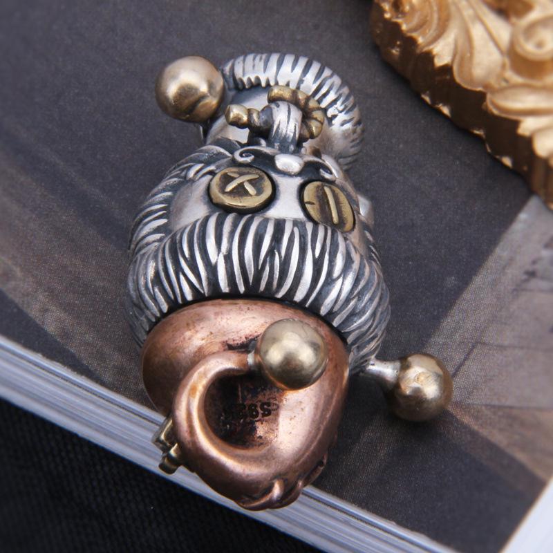 Wudou Doll Sterling Silver Goofy Old Man Christmas Pendant Necklace
