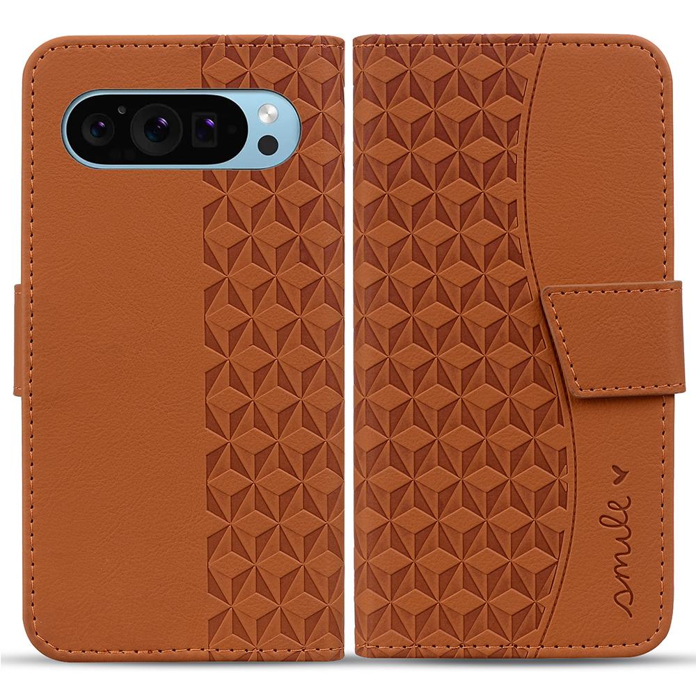 For Google Pixel 10 Pro XL/9 Pro XL Case Rhombus Pattern Leather Wallet Phone Cover