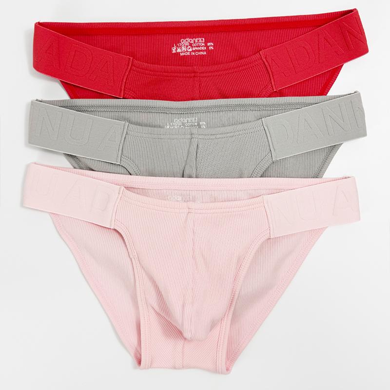 1 Piece Hot Chinese Style Embossed Man Underwear High-cut Briefs For Men Low Waist Lingerie Male Ribbed Cotton Solid Color