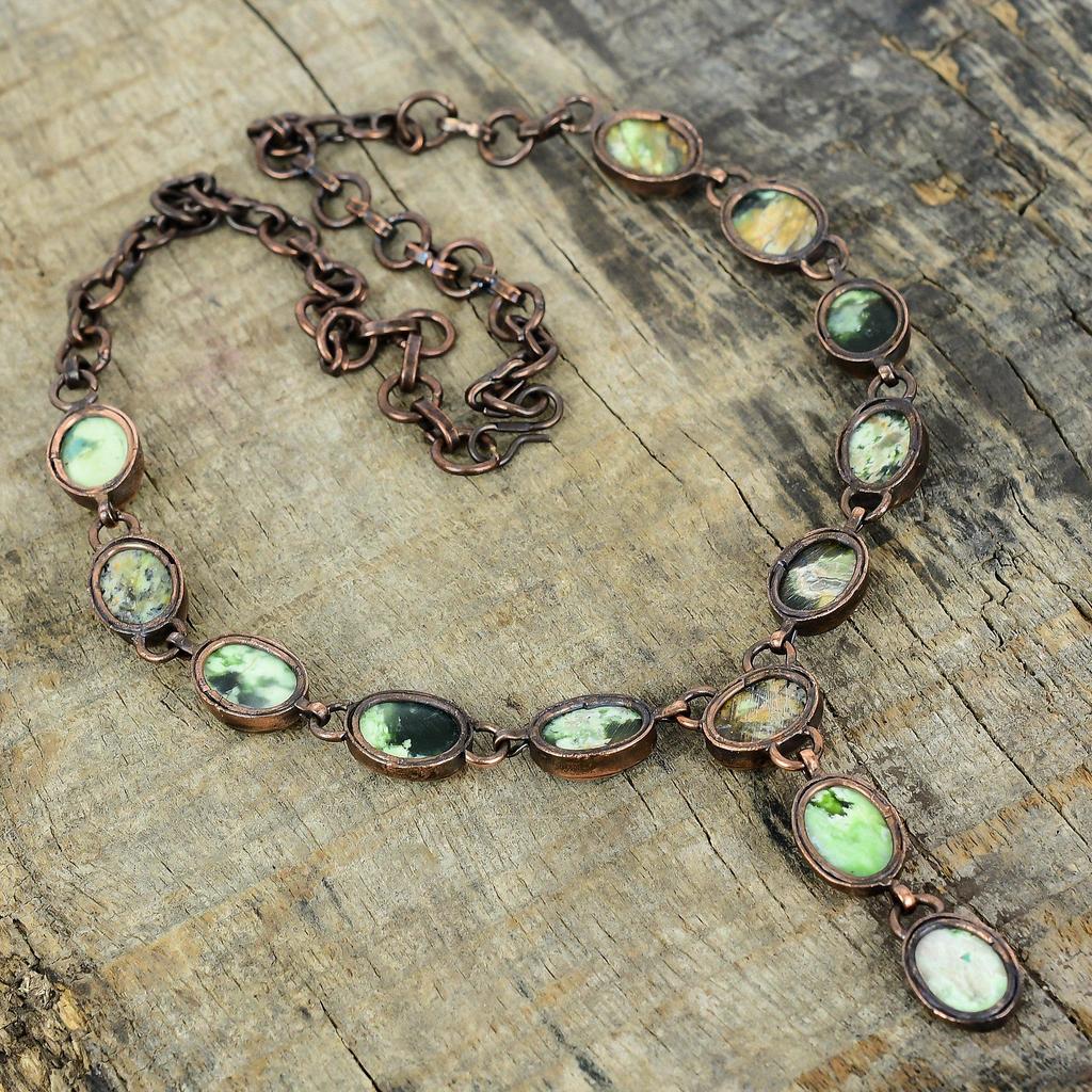 Australian chrome chalcedony necklace electroformed copper adjustable chain necklace copper gemstone jewelry handmade necklace wedding gifts