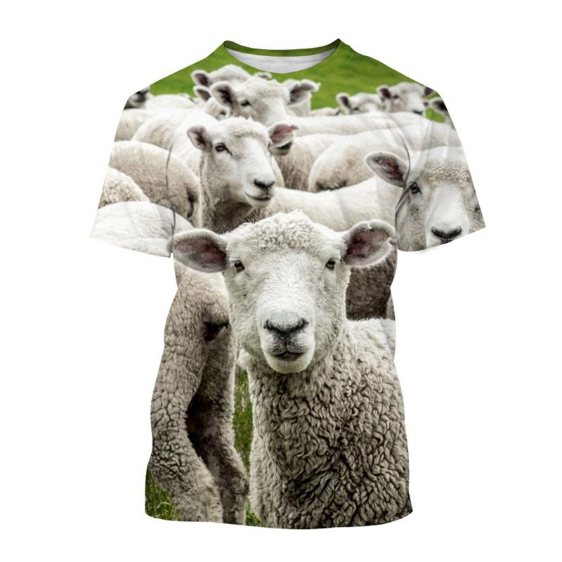 

Футболка с забавным принтом в виде овцы 3D для мужчин и женщин, летняя повседневная футболка с коротким рукавом и круглым вырезом, уличная одежда, топы, футболки, мужская одежда L